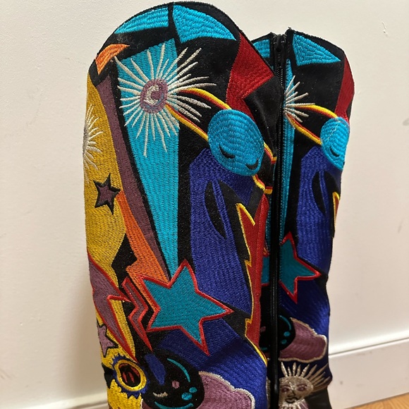 Fun Multi-Color Pattern Knee High Cowboy Boots - Picture 7 of 7